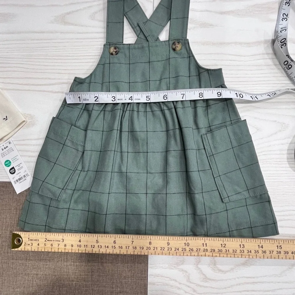 Child of Mine Carter's Jumper Set Girls 3-6M Green Windowpane 3pc Bodysuit Socks